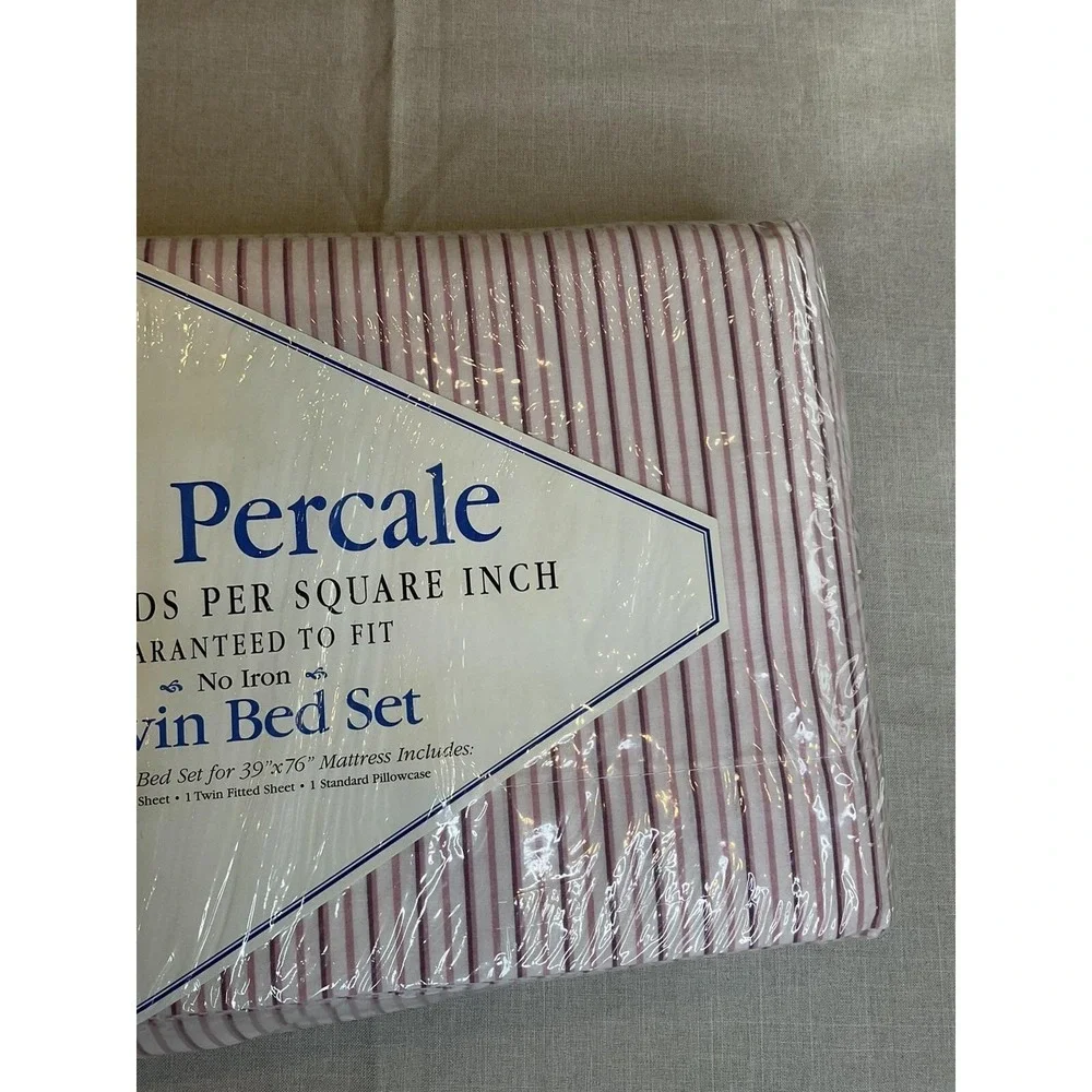 Atlantic Linens Twin Bed Sheet Set 180 Cotton Percale Striped 39 X 76